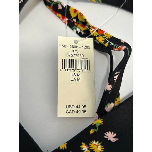 NWT Offline By Aerie Women's Goals Plunge Sports Bra in True Black Floral Size M - Picture 6 of 11